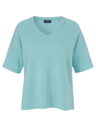 VIA APPIA DUE - Sweatshirt V-Ausschnitt 1/2 Arm türkis - Gr. - 48
