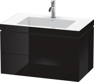 Duravit L-Cube c-bonded Set wandhängend Schwarz Hochglanz 800x480x500 mm - LC6927O4040 LC6927O4040