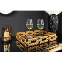 riess-ambiente Dekotablett VARIATION 40cm schwarz / gold · Ablagetablett aus Metall und Glas (Einzelartikel, 1 St), Accessoire · handmade · für Kerzen, Schmuck & Make-Up · Schlafzimmer