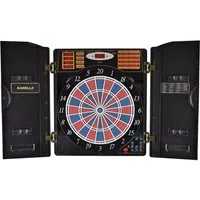 Karella Dartautomat Dartautomat CB-90 im Cabinet (Set, mit Dartpfeilen), Segmentfarbe rot/blau, weiße Spinne