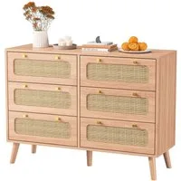 PXloue Sideboard Schrank Kommode Kredenz Rattan Küchenschrank (Set, 1 tlg), Moderne 100cm breite, Rattan Schubladenfronten, vielseitig einsetzbar