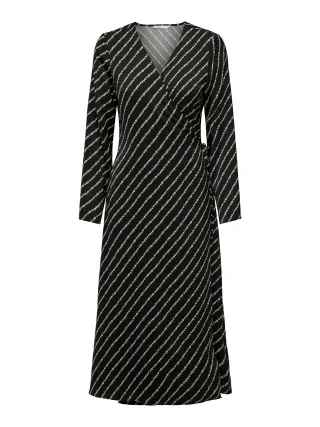 ONLY - ONLTHALIA L/S WRAP MIDI DRESS BF PTM black - Gr. - S