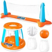 sloosh Aufblasbares Bällebad SLOOSH Aufblasbare Pool Float Set, Volleyballnetz & Basketballkörbe