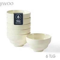 JIWOO Müslischale 6er Ø11,8cm, Dessertschale Eisschale Suppenschale Snackschale Schale, Keramik, (Schaleset, 6-tlg), Porzellan Hochwertiges Schalen Weiß Mikrowellenofen Spülmaschine