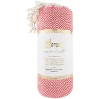 GREENDOOR Hamamtuch Hamam Tuch Rautenmuster pink/weiß