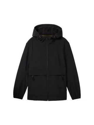 Denim Tom Tailor - Softshell Windbreaker Jacke mit Kapuze black - Gr. - M