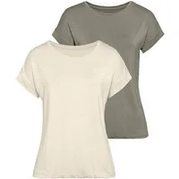 Vivance Kurzarmshirt mit Gummizug im Bund (2er-Pack) Sommershirts aus weichem Viskose-Stretch