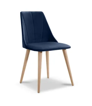 Esszimmerstühle Stuhle 2er Set CAROS Massivholz Buche Stoff Dunkelblau