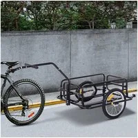 HOMCOM Fahrradlastenanhänger Transportanhänger Handwagen, Schwarz 155 x 71.5 x 77 cm