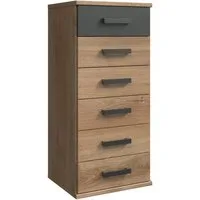 Wimex Schubkastenkommode Cork, Hochkommode, Highboard 46/40/103cm, Made in Germany, industrial Design, rustikaler Look, 6 Schubladen