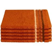 Schiesser Gästehandtücher Skyline Color aus 100 % Baumwolle mit eleganter Streifenbordüre, Frottier (Set, 5-St), MADE IN GREEN by OEKO-TEX®
