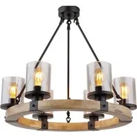GLOBO LIGHTING Kronleuchter, Leuchtmittel nicht inklusive, Kronleuchter Pendellampe Esszimmerleuchte 6-flammig Metall Holz