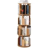 GarveeMore Bücherregal 360° drehbar mit 4 Ebenen Standregal 132x40x40cm