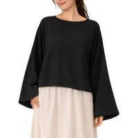 WENOR Schlupfbluse Damen Musselin Einheitsgröße – Oversize Sommerbluse 36-40 weite Fledermausärmel, luftig & locker – Baumwoll-Layering Sommerbluse