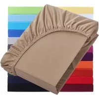 NatureMark Spannbettlaken Jersey Basic Spannbetttuch, 100% Baumwolle, Gummizug: rundum, (1 Stück), in vielen Größen und Farben, bis 25cm Steghöhe, 90x200cm, Sand