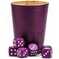 Waldfelsen Spiel – Echtleder Würfelbecher (9 cm) mit 6 Würfeln (16 mm) aus Buchenholz, Würfelspiel, Verschiedene Farben
