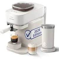 PHILIPS baristina Espressomaschine BAR308/00 mit Mahlwerk für ganze Bohnen, Milchaufschäumer inkl., 16 bar Pumpendruck, Naturweiß​