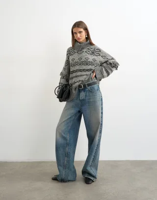 topshop - TSFENYA KNITTED OVERSIZED JUMPER KNT Grey - Gr. - S
