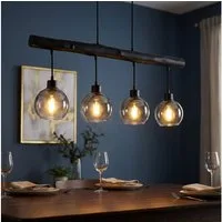 GLOBO LIGHTING Hängeleuchte, Leuchtmittel nicht inklusive, Hängeleuchte Holzbalken Hängelampe Retro Holz