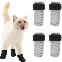 Ledander Pfotenschutz Verstellbare Katzenpfotenschützer, atmungsaktive Katzenschuhe/-socken, (4-tlg), kratzfeste Katzenstiefel für Katzen beim Baden und Krallenschneiden
