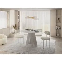 WFL GROUP Esstisch Naro ausziehbar rund modern mit Metallbeinen in Kaschmir (MADE IN EU, erhältlich in 2 Größen – 100/120 cm, ausziehbar auf 180/200 cm), platzsparender Tisch für kleine Küche, Esszimmer oder Wohnzimmer