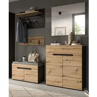 Inn.Furn Garderoben-Set Cooper, (in Artisan Eiche mit Basalt grau, 5-teilige Garderobe), Soft-Close-Funktion