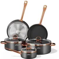 HOMELUX Topf-Set 8-teiliges Induktions Küchenhelfer-Set, Aluminium (8-tlg, 8-tlg., 2 Pfannen+2 Kochtöpfe+1 Kasserolle), für alle Herdarten geeignet