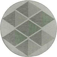 TaraCarpet Teppich Regina Teppich aus robustem Flachgewebe für In und Outdoor, rund, Höhe: 7 mm, Küche Wohnzimmer Terrasse Garten Balkon Karo grün 120X120