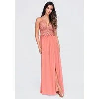 OMBRE Abendkleid Damen Abendkleid mit fließendem Schnitt Rose S (kein Set, 1-tlg) Unterrock