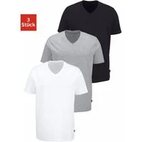Bruno Banani T-Shirt (3-tlg., 3er-Pack) mit V-Ausschnitt, perfekte Passform, aus elastischer Baumwolle