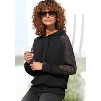 LASCANA Kapuzensweatshirt mit Ärmeln aus elastischer Spitze