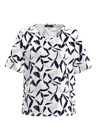 FRANK WALDER - T-Shirt NOS aus Ecovero Viskose ecru/ink/rosé - Gr. - 42
