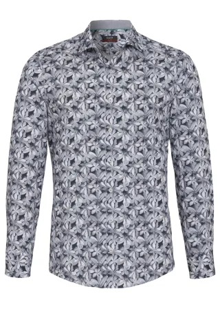 pure - PURE- City Hemd slim fit Langarm grau - Gr. - M