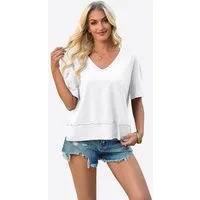 Imily Bela T-Shirt Damen Lässige Kurzärmelige Fließende Oberteile (Packung, 1-tlg., 1per-Pack) einfarbig