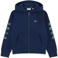 Lacoste Hoodie Lacoste Kids Kapuzenjacke navy mit Krokodil-Print an den Ärmeln