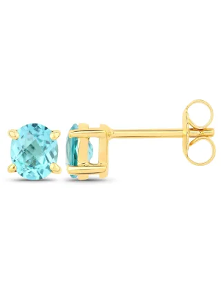 Vira Jewels Ohrstecker 925-Sterling Silber vergoldet Glänzend Apatit blau