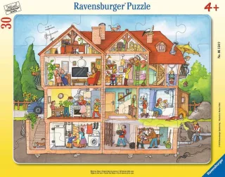 Ravensburger Kinderpuzzle 06154 - Blick ins Haus - Rahmenpuzzle silver