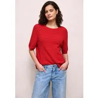 STREET ONE STUDIO Kurzarmpullover aus reiner Baumwolle