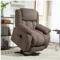 HOMCOM Relaxsessel mit Liegefunktion, Massagefunktion, USB-Abschluss (TV-Sessel mit Heizfunktion, 1-St., Fernsehsessel mit Aufstehhilfe Elektrisch), mit Fernbedienung und Seitentasche, Braun