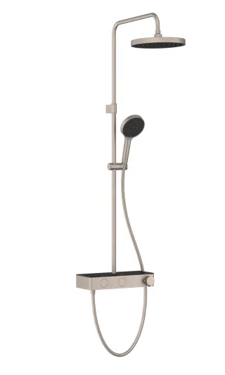 VitrA Core Round Thermostat-Duschsystem mit Kopf- und Handbrause Wandmontage gebürstet,A4731134EXP A4731134EXP