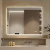 ANYSUN Spiegel Wandspiegel LED 70x90 cm rechteckig mit Anti-Beschlag Badspiegel, Dekospiegel mit Touch Dimmfunktion & 3 Lichtfarben