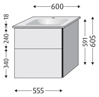 Sanipa Waschtischunterbau mit Auszügen 3way (BP331) 591x555x477 Kaschmir-Matt, BP3311U BP3311U