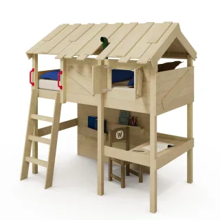 Hochbett CrAzY Island - Kinderbett mit integriertem Schreibtisch und Leiter für Abenteurer - Spielbett Abenteuerbett für das Kinderzimmer - Wickey