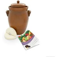 KERAZO Fermentationsglas KERAZO 7L Gärtopf Sauerkrauttopf Gurkentopf Rumtopf inkl. Deckel+Stein, Keramik, Mit Wasserrinne, robuste Keramik, lebensmittelecht, für Sauerkraut