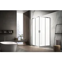 welltime Eckdusche New Summer Frost, BxT: 80x80 cm, Einscheibensicherheitsglas, verbessertes Rollensystem, Milchglasscheiben
