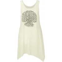 Guru-Shop Midikleid Minikleid mit Ethnodruck - creme Tree of life alternative Bekleidung