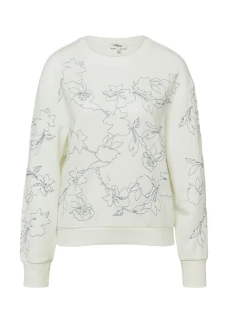 s.Oliver Red Label - Sweatshirt mit Stickerei weiß - Gr. - 42