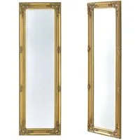 en.casa Wandspiegel, »Livorno« Ganzkörperspiegel 132 x 42 cm Antik Spiegel Goldfarben