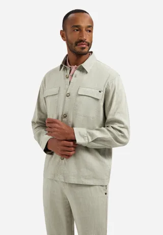 No Excess - Overshirt Full Button 2-Tone With Linen taupe - Gr. - M
