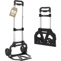 Sekey Sackkarre Alu Handwagen Transportkarre Klappbar Handkarre bis 80kg Tragfähigkeit, 3-Stufig Höhenverstellbar Klappkarre & In Sekunden Faltbar Klappwagen